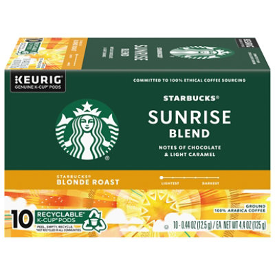 Starbucks Sunrise Blend for Keurig Brewers Blonde Roast K Cup Coffee Pods Box 10 Count Each pavilions