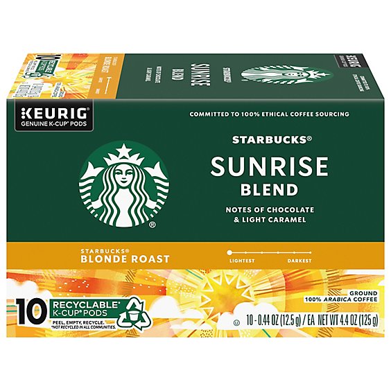 Starbucks Sunrise Blend for Keurig Brewers Blonde Roast K Cup Coffee Pods Box 10 Count - Each