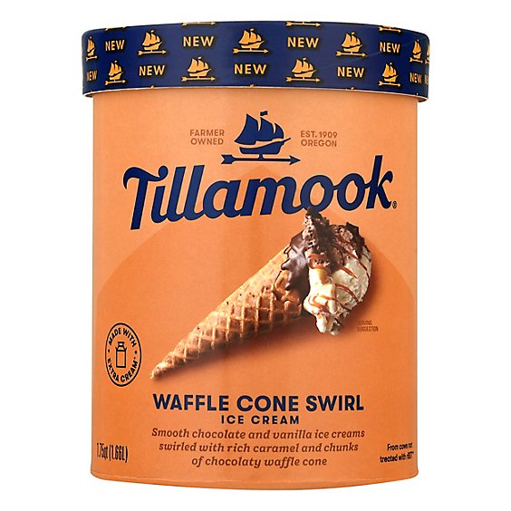Tillamook Waffle Cone Swirl Ice Cream - 1.75 Quart