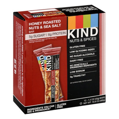 Kind Nuts & Spices Honey Roasted Nut & Sea Salt Low Carb Snack Bar - 1.4 Oz - Image 1