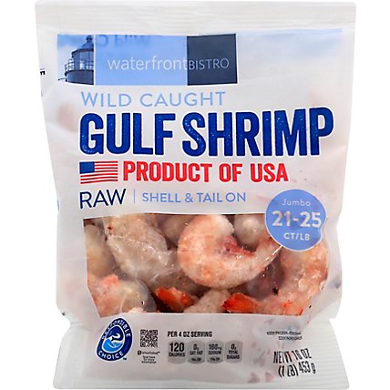 waterfront BISTRO Shrimp Gulf Raw Wild Caught Shell & Tail On Jumbo 21 To 25 Count - 16 Oz - Image 2