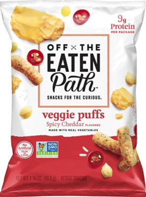 Off The Eaten Path Veggie Puffs Veggie Snack Spicy Cheddar - 1.75 Oz - Image 2