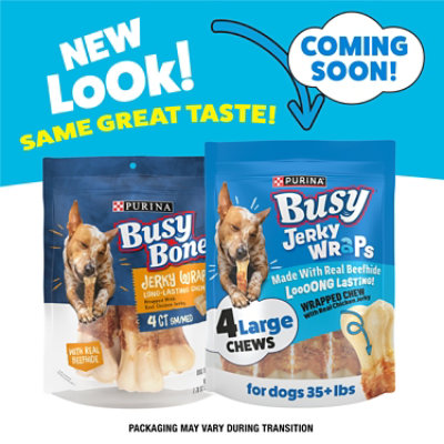 Purina Busy Jerky Wraps Beefhide & Chicken Dog Treats 4 Count - 7.78 Oz - Image 2