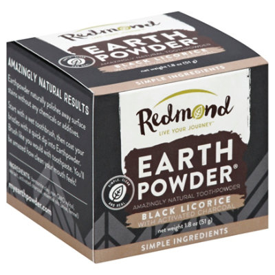 Redmond Earth Powder Toothpowder Black Licorice With Activated Charcoal - 1.8 Oz - Image 1