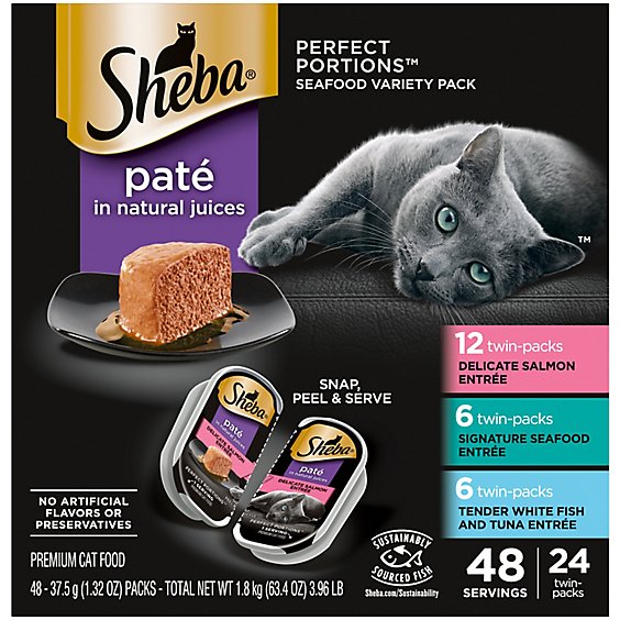 Sheba Perfect Portions Seafood & Salmon & Whitefish & Tuna Adult Wet Cat Food Pate VP 24-2.6 Oz