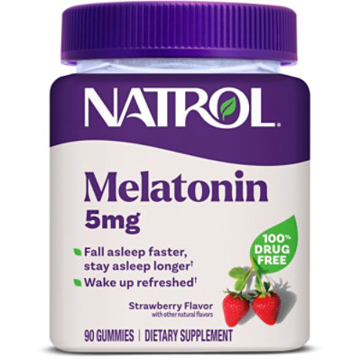 Natrol Sleep Support Strawberry Non-GMO Melatonin Gummies 5mg - 90 Count - Image 1