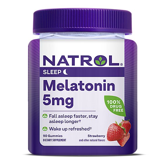 Natrol Sleep Support Strawberry Non-GMO Melatonin Gummies 5mg - 90 Count