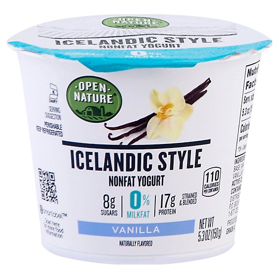 Open Nature Yogurt Icelandic Style Nonfat Vanilla - 5.3 Oz