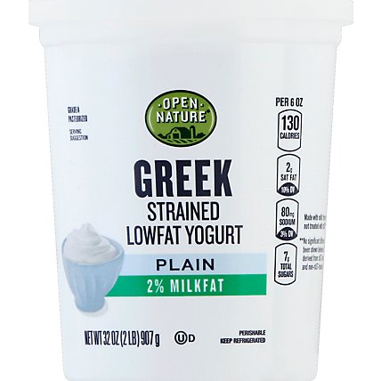 Open Nature Yogurt Greek Lowfat 2% Milkfat Strained Plain - 32 Oz - Image 2