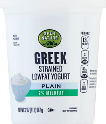 Open Nature Yogurt Greek Lowfat 2% Milkfat Strained Plain - 32 Oz - Image 2