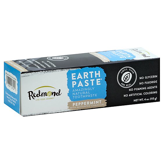Redmond Earth Paste Toothpaste Peppermint With Activated Charcoal - 4 Oz