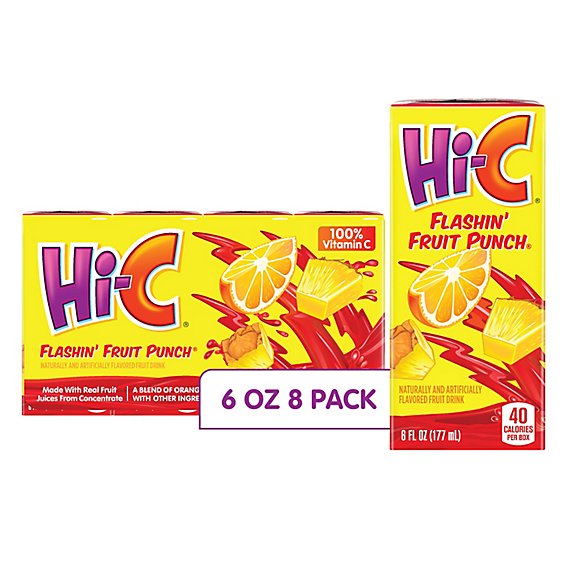 Hi-C Flashin Fruit Punch Cartons 6 Fl Oz 8 Pack - 48 Fl. Oz.