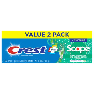 Crest Complete Plus Toothpaste +Whitening Scope Outlast Mint - 2-5.4 Oz