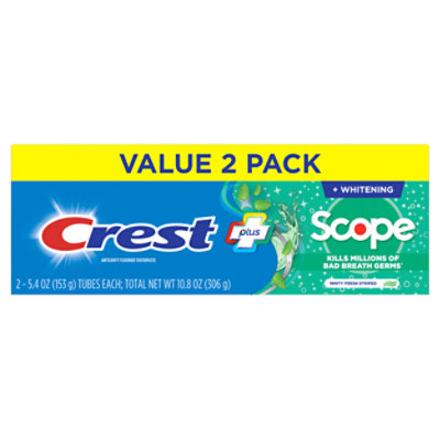 Crest Complete Plus Toothpaste +Whitening Scope Outlast Mint - 2-5.4 Oz - Image 2