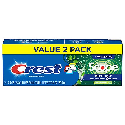 Crest Complete Plus Toothpaste +Whitening Scope Minty Fresh Striped - 2-5.4 Oz - Image 1
