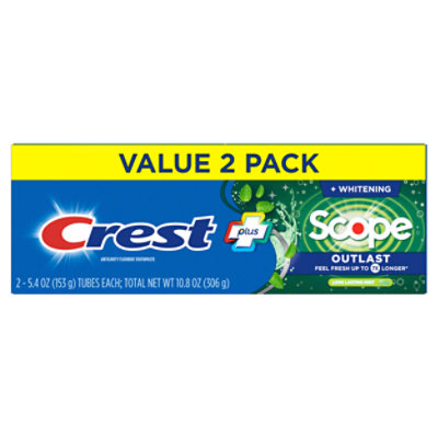 Crest Complete Plus Toothpaste +Whitening Scope Minty Fresh Striped - 2-5.4 Oz - Image 2