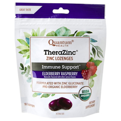 Quantum Therazinc Immune Support Lozenges Elderberry Raspberry - 18 Count - Image 3