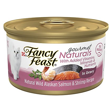 Fancy Feast Gourmet Naturals Wild Alaskan Salmon & Shrimp Wet Cat Food - 3 Oz - Image 1
