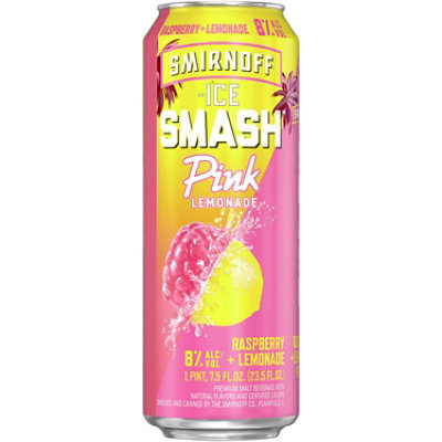 Smirnoff Ice Smash Pink Lemonade 8% ABV Single Can - 23.5 Oz - Image 1