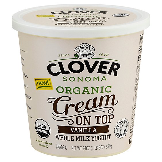 Clover Sonoma Cream On Top Organic Yogurt Whole Milk Vanilla - 24 Oz