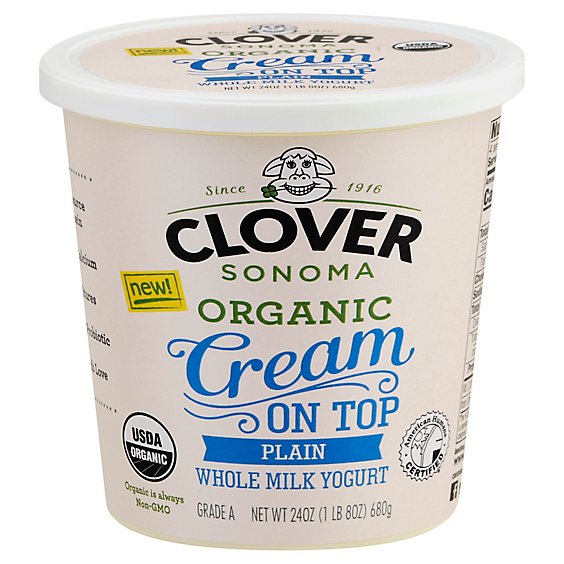 Clover Sonoma Cream On Top Organic Yogurt Whole Milk Plain - 24 Oz