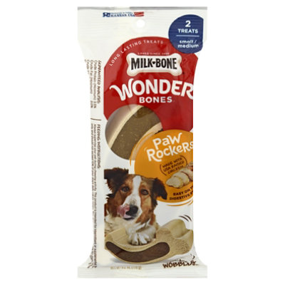 Milk-Bone Wonder Bones Dog Treats Paw Rockers Chicken Small And Medium 2 Count - 7 Oz