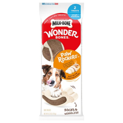 Milk-Bone Wonder Bones Dog Treats Paw Rockers Chicken Small And Medium 2 Count - 7 Oz