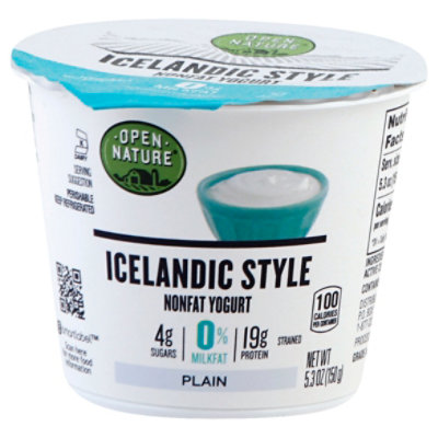 Open Nature Yogurt Icelandic Style Nonfat Plain - 5.3 Oz