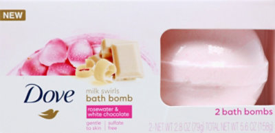 Dove Milk Swirls Bath Bombs Rosewater & White Chocolate - 2-2.8 Oz - Image 2