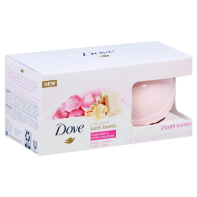 Dove Milk Swirls Bath Bombs Rosewater & White Chocolate - 2-2.8 Oz - Image 1
