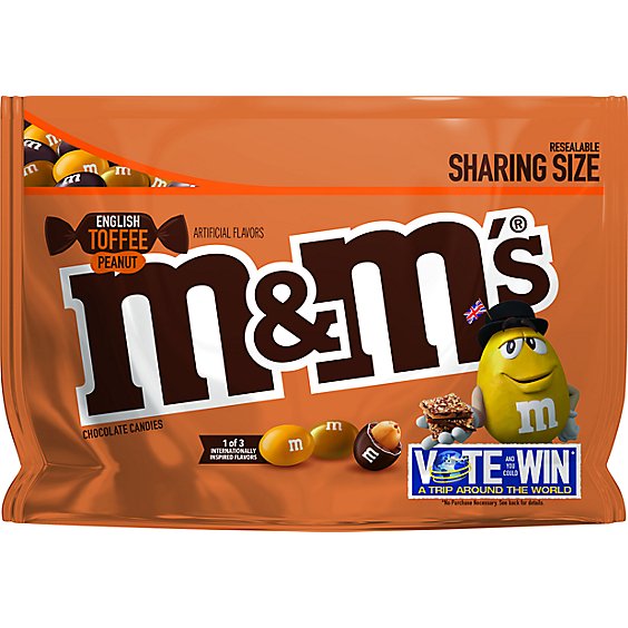 M&Ms English Toffee Peanut Chocolate Flavor Vote Candy Sharing Size 9.6 Oz