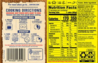 Gortons Crab Cakes Maryland Style 2 Count - 6 Oz - Image 6