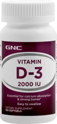 GNC Vitamin D 2000 - 180 Count - Image 2