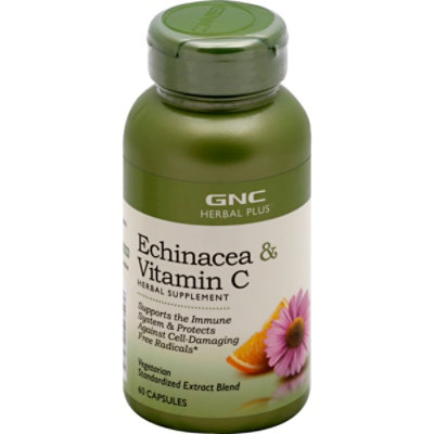 GNC Herbal Plus  Echinacea  Vitamin C - 60 Count - Image 1