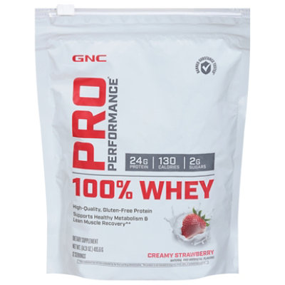 GNC Whey 100% Pro Performance Creamy Strawberry - 14.31 Oz - Image 1
