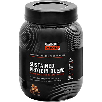 GNC Amp Protein Blend Sustained Peanut Butter Puffs - 32.59 Oz - Image 1