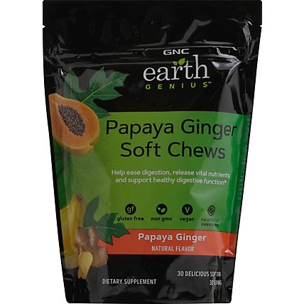 GNC Earth Genius Papaya Ginger Chews - 30 Count - Image 2