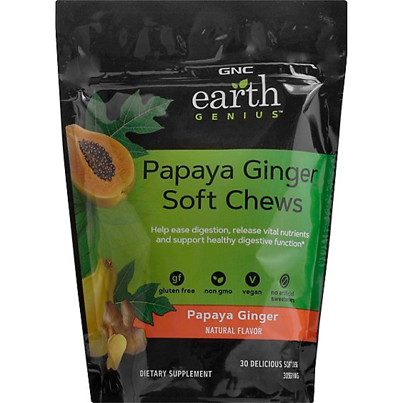 GNC Earth Genius Papaya Ginger Chews - 30 Count
