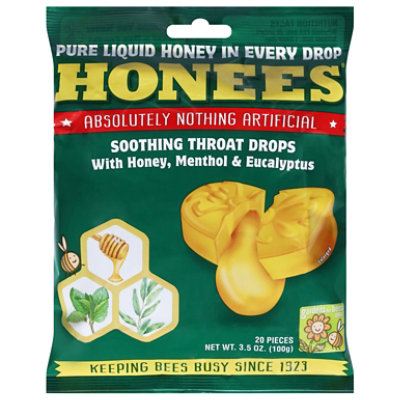 Honees Cough Drops Honey Menthol - 20 Count