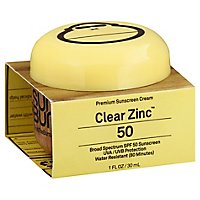 Sun Bum Clear Zinc Sunscreen Cream Premium Broad Spectrum SPF 50 - 1 Fl. Oz. - Image 1