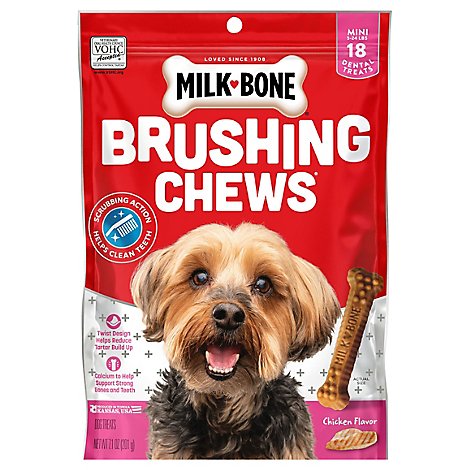 Milk-Bone Brushing Chews Dental Treats Daily Mini 18 Count - 7.1 Oz