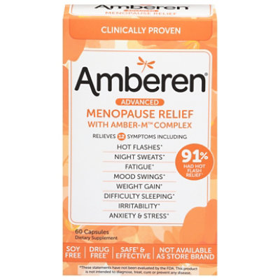 Amberen Multi-Symptom Menopause Supplements for Women Night Sweats & Hot Flash Relief - 60 CT - Image 1