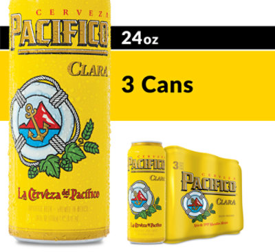 Pacifico Clara Lager Mexican Beer 4.4% ABV Can - 3-24 Fl. Oz. - Image 1