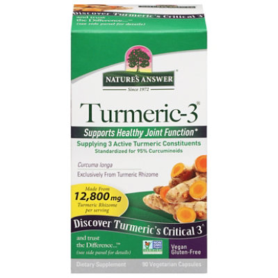 Nature's Answer Turmeric-3 Vegetarian Capsules 5000 mg - 90 Count - Image 1