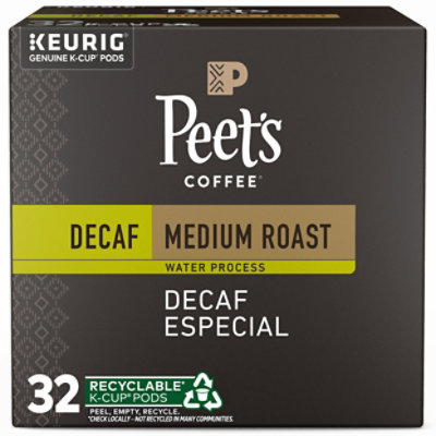 Peet's Coffee Decaf Especial Medium Roast K Cup Pods - 32 Count