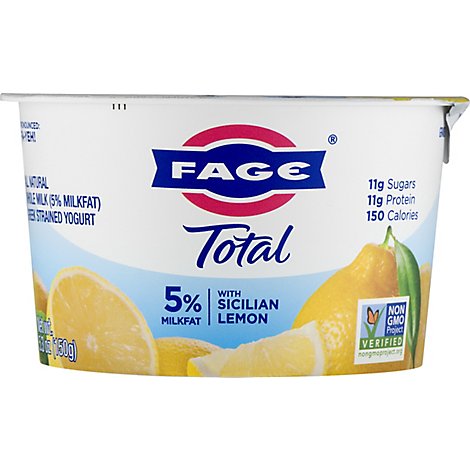 Fage Total 5% Yogurt Greek Whole Milk Strained With Sicilian Lemon - 5.3 Oz