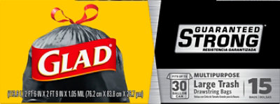 Glad Extra Strong Large Drawstring Trash Bags - 15    Count - Image 2