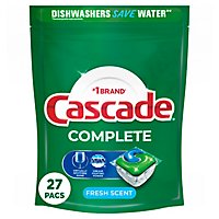 Cascade Complete Dishwasher Detergent Pods ActionPacs Tabs Fresh Scent - 27 Count - Image 2