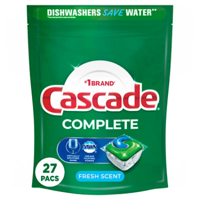 Cascade Complete Dishwasher Detergent Pods ActionPacs Tabs Fresh Scent - 27 Count - Image 1