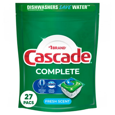 Cascade Complete Dishwasher Detergent ActionPacs Fresh Scent - 27 Count